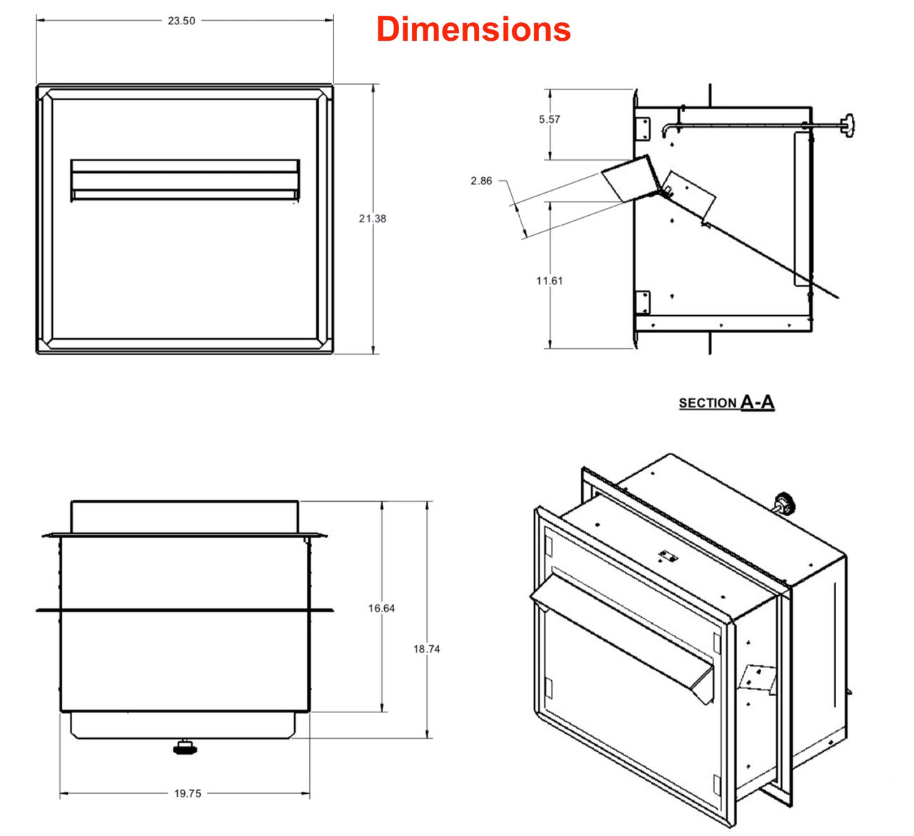 Stainless Steel Through Wall Book Depository Drop Dimension