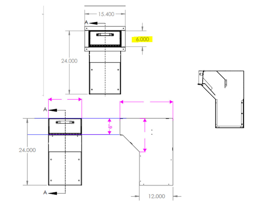 Dimensions Through the Wall Deposit Drop Box with Hopper Drop Door PVND241212