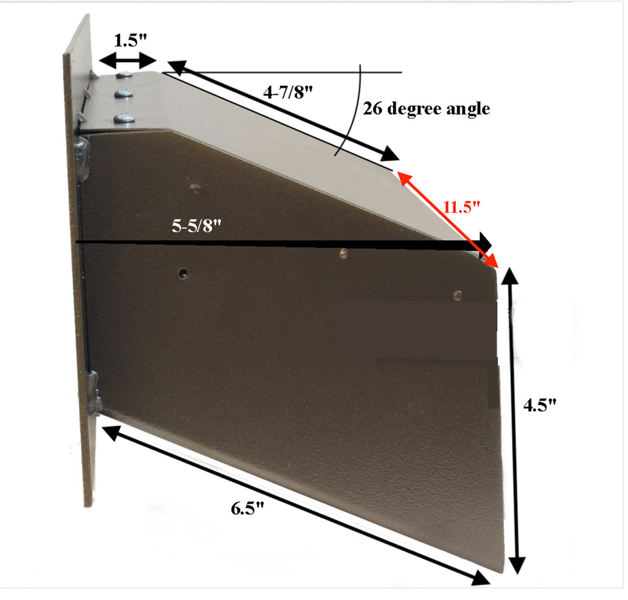 mail slot with side dimensions