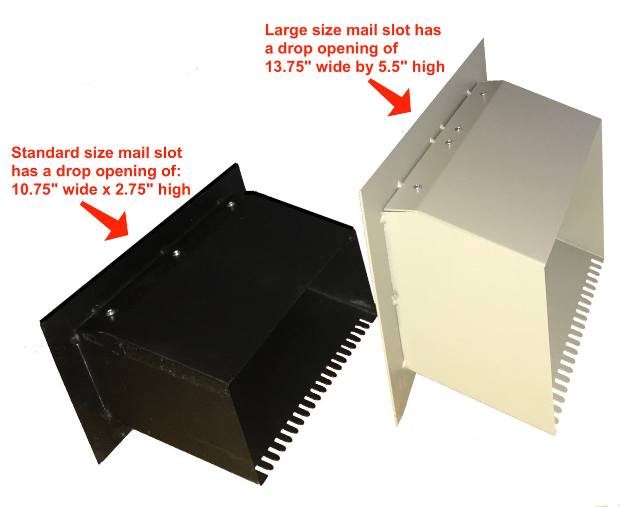 Mail drop slot two size options rear view