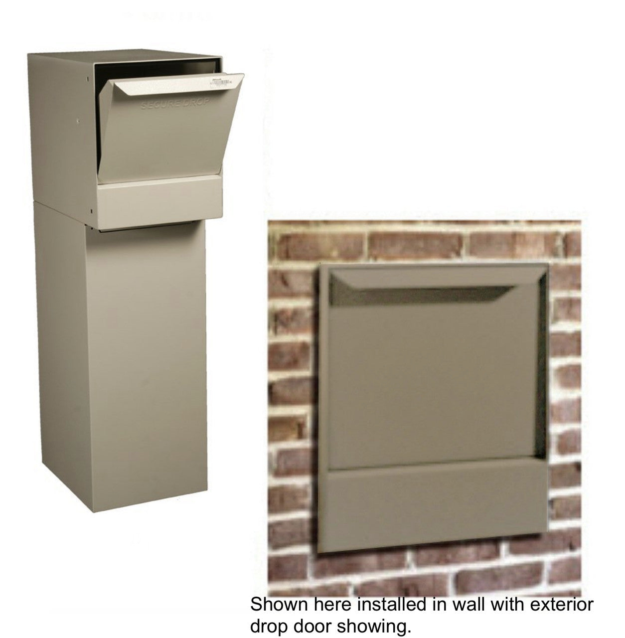 Shown installed in brick wall