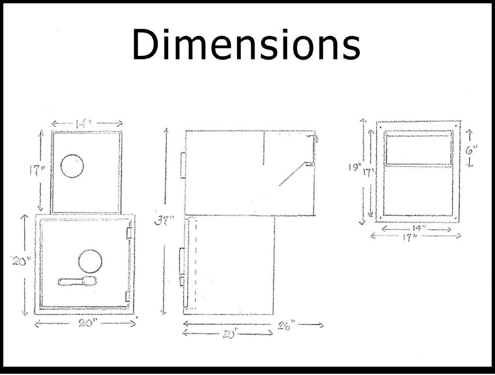Line Drawing  Through the Wall Drop Safe with hopper style drop door
