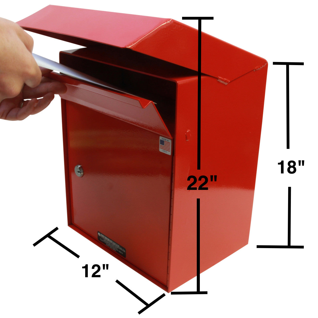 Extra Large Outdoor Secure Payment Drop Box front view dimensions