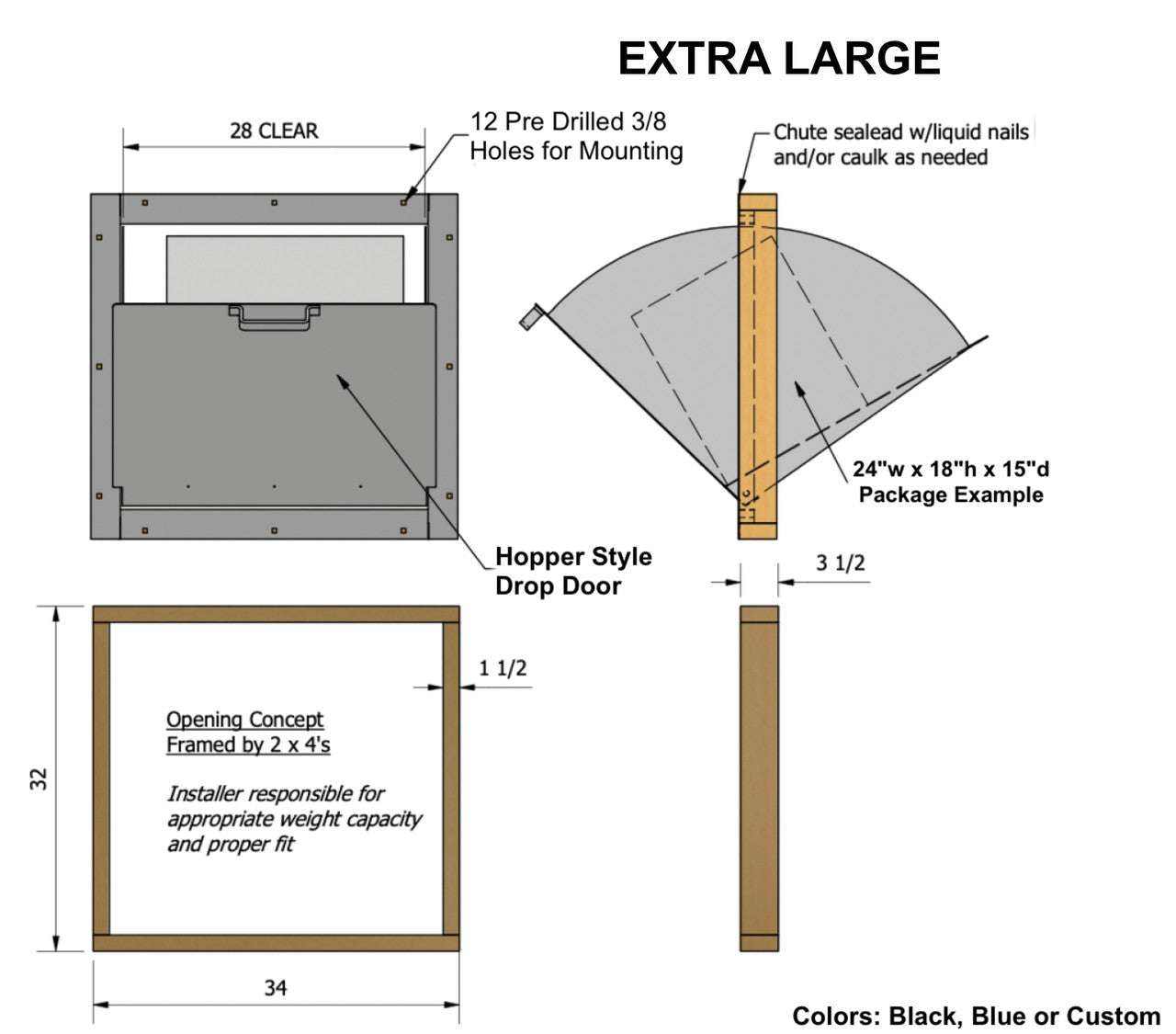 EXTRA LARGE THROUGH WALL DROP