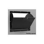 Large Through Wall Package Drop With Hopper Drop Door Closed Partially Open