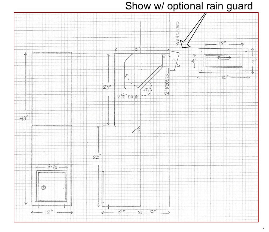 Deposit Drop Box with Hopper Drop Door with optional rain guard drawing