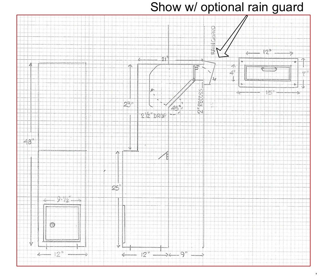Deposit Drop Box with Hopper Drop Door with optional rain guard drawing