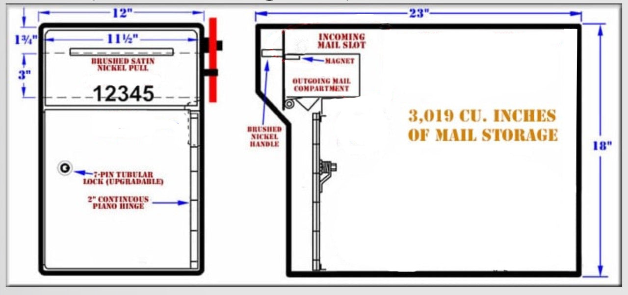 High Security Large Mailbox or Dropbox Dimensions