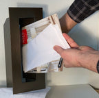 Vertical Through the Wall Mail Slot with mail inserted