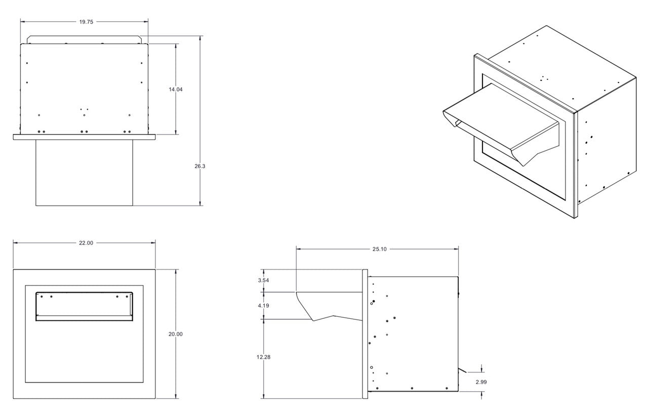 Drive Up Stainless Steel Through the Wall Drop Box Dimensions