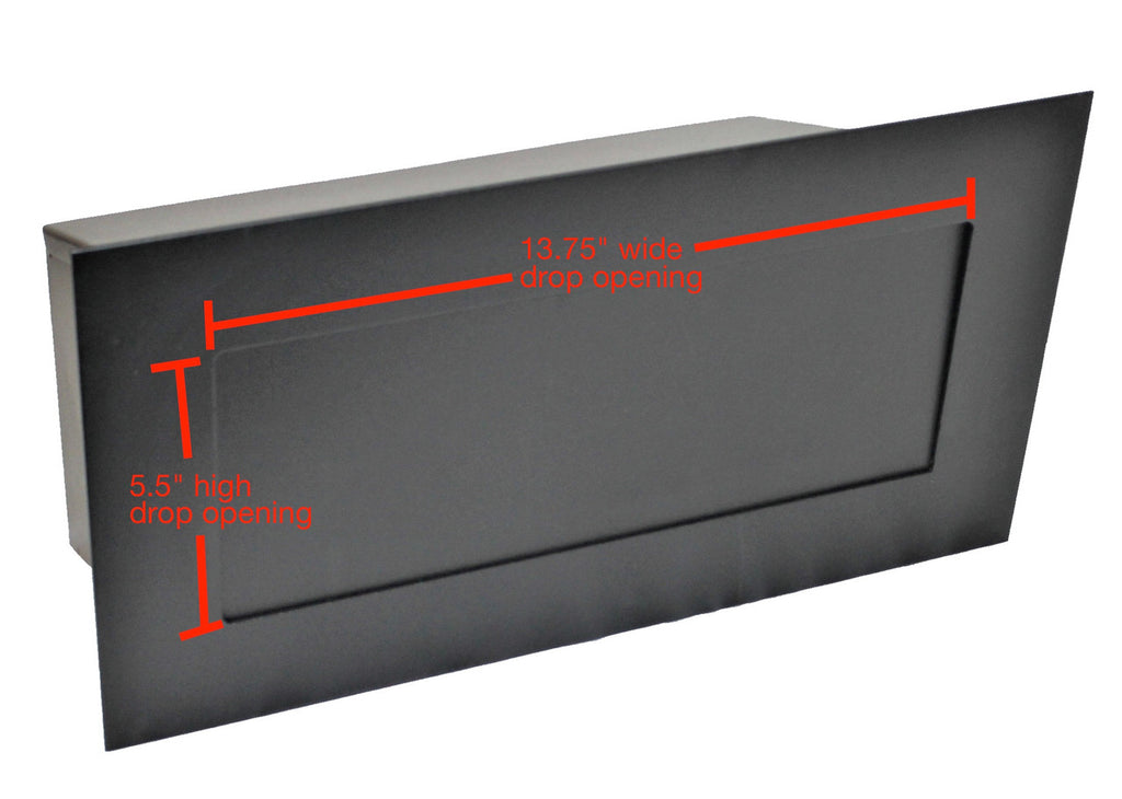 Large Through Wall Mail Drop Slot shown with drop opening dimensions