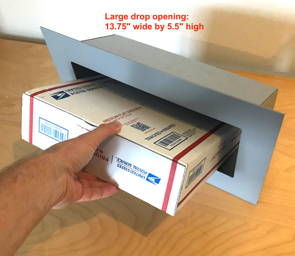 Large Through Wall Mail Drop Slot shown with USPS being dropped