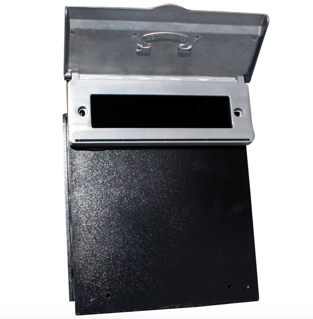 Through Wall Mail Drop Slot with Optional Receptacle opened