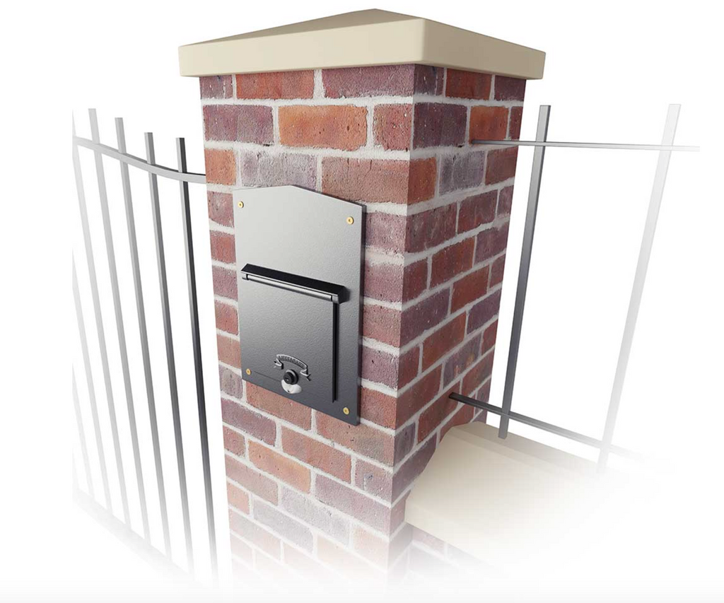 Through Wall Mail Drop Slot with Optional Receptacle in brick