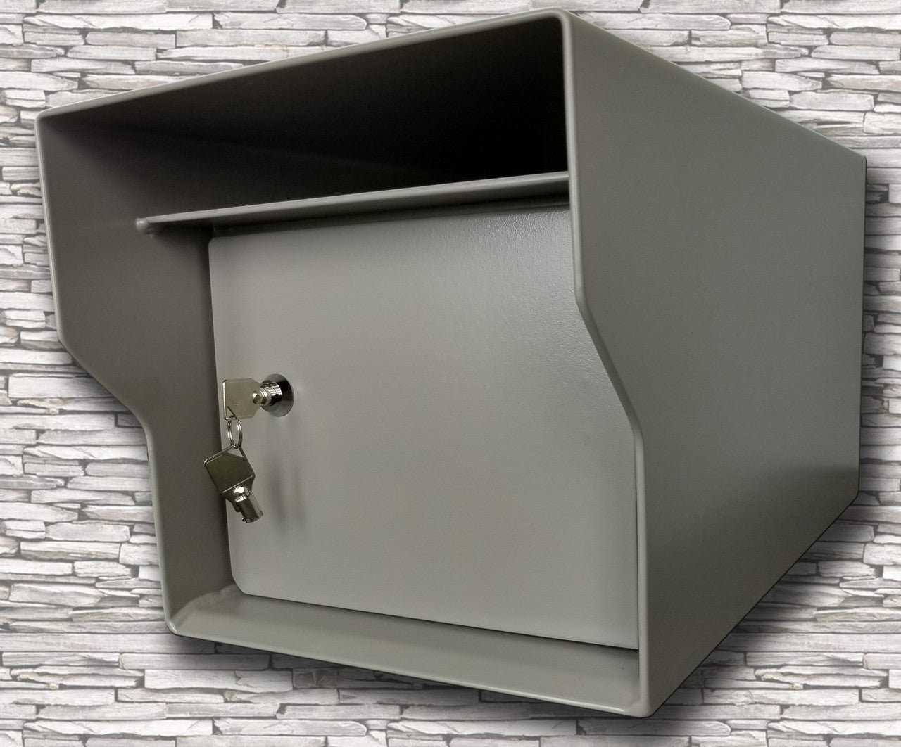 Rural Locking Mailbox Heavy Duty 1/8 Inch Steel  in gray