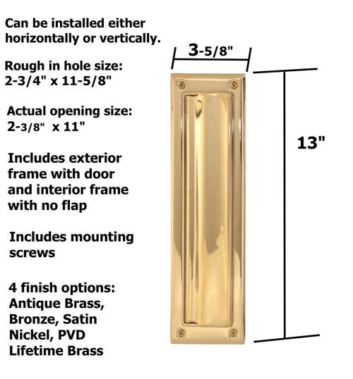 Vertical door mail drop slot