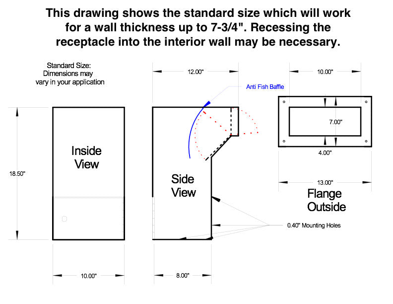 Line Drawing PVNDPRO903 for 4 to 7 inch walls 