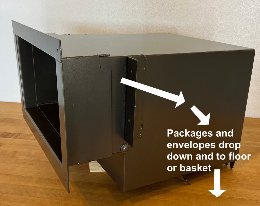 Side view Through Wall Parcel Drop Slot 