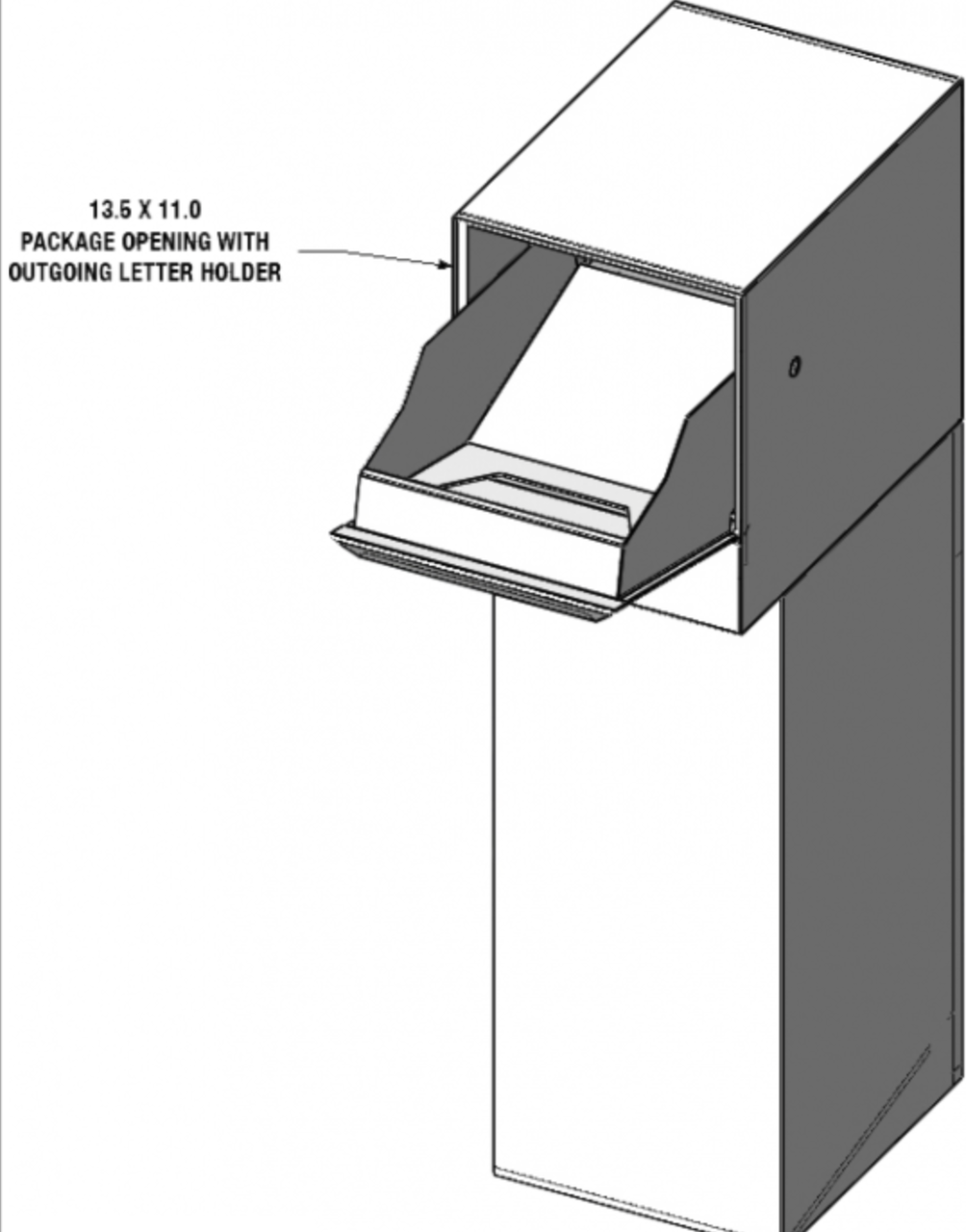 Through the Wall Package Drop Box Line drawing door open