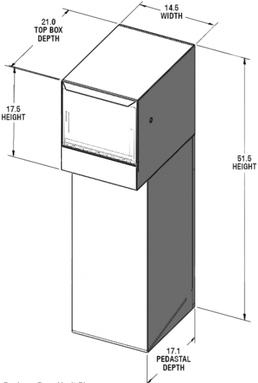 Through the Wall Package Drop Box Diagram with Dimensions