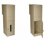Through the Wall Package Drop Box Shown with receptacle door open and closed
