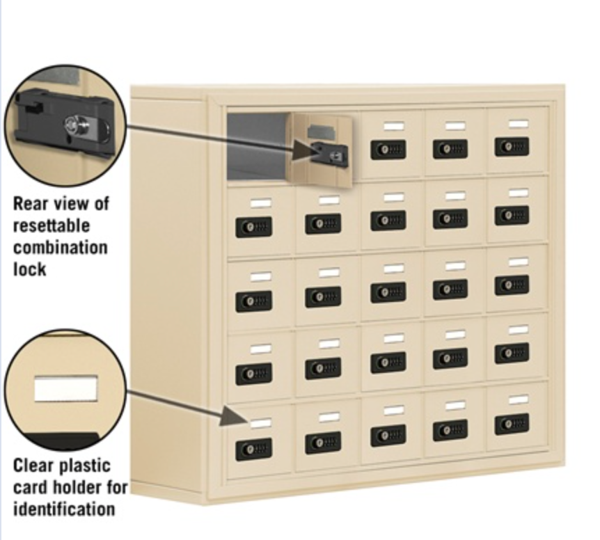Cell Phone Lockers with Resettable Combination Locks