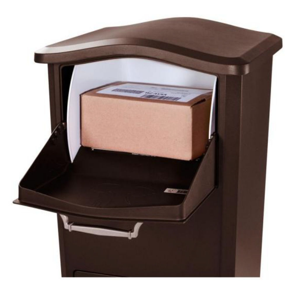 Large Parcel Drop Box for Packages and Large Envelopes  Top drop door open with package inside