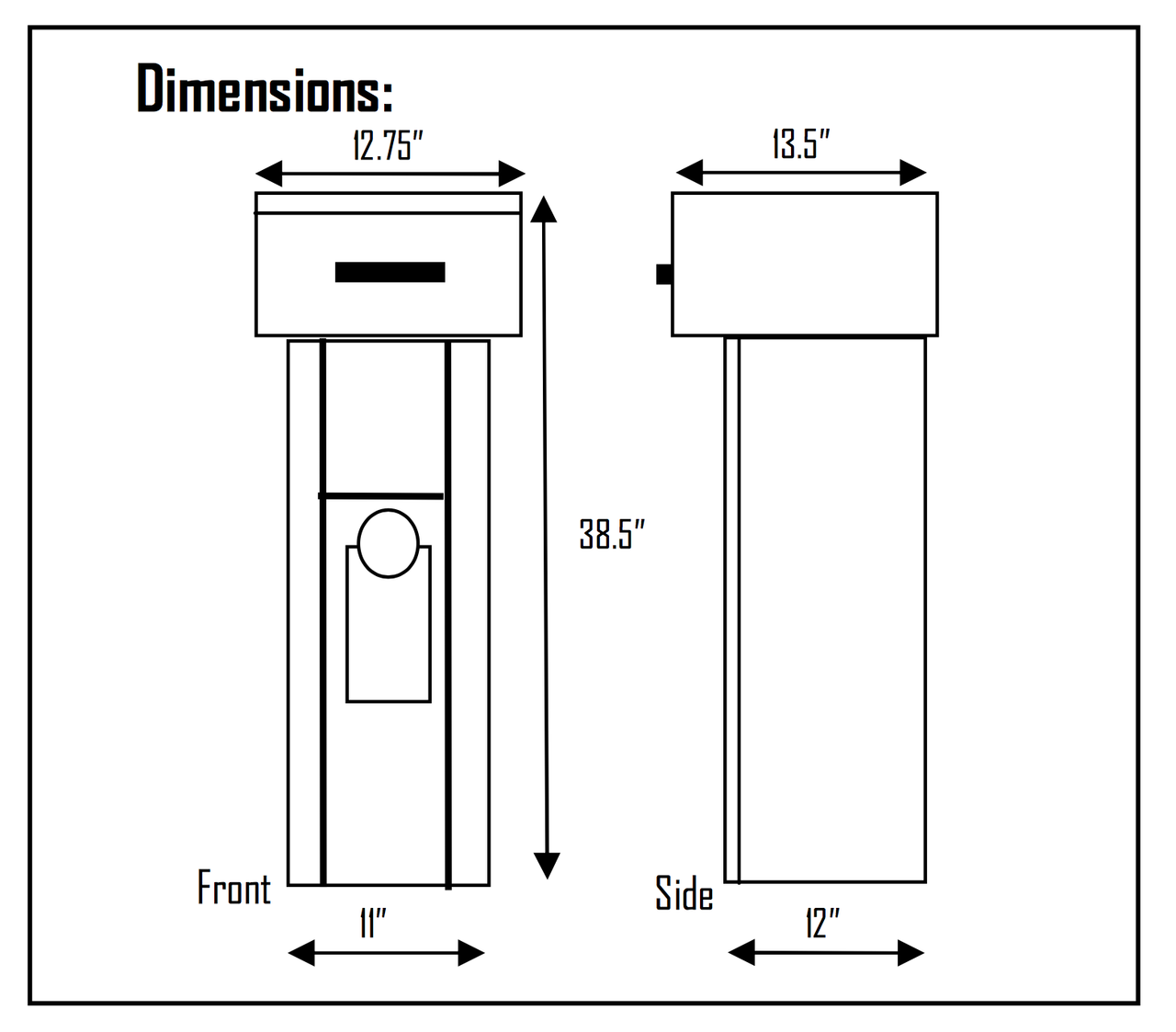 Free Standing High Security Key or Payment Drop Box dimensions