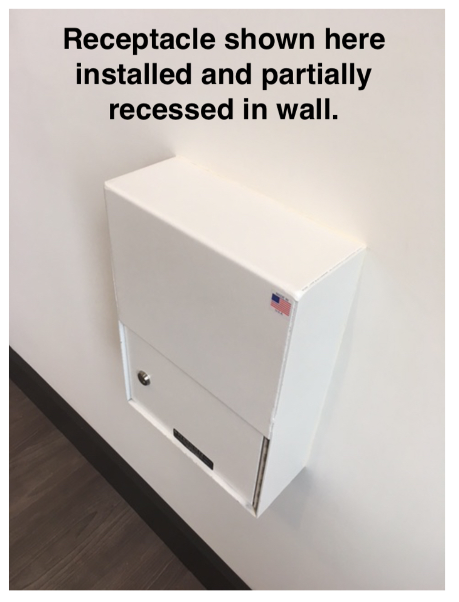 PVNDPRO903 receptacle shown installed recessed in wall