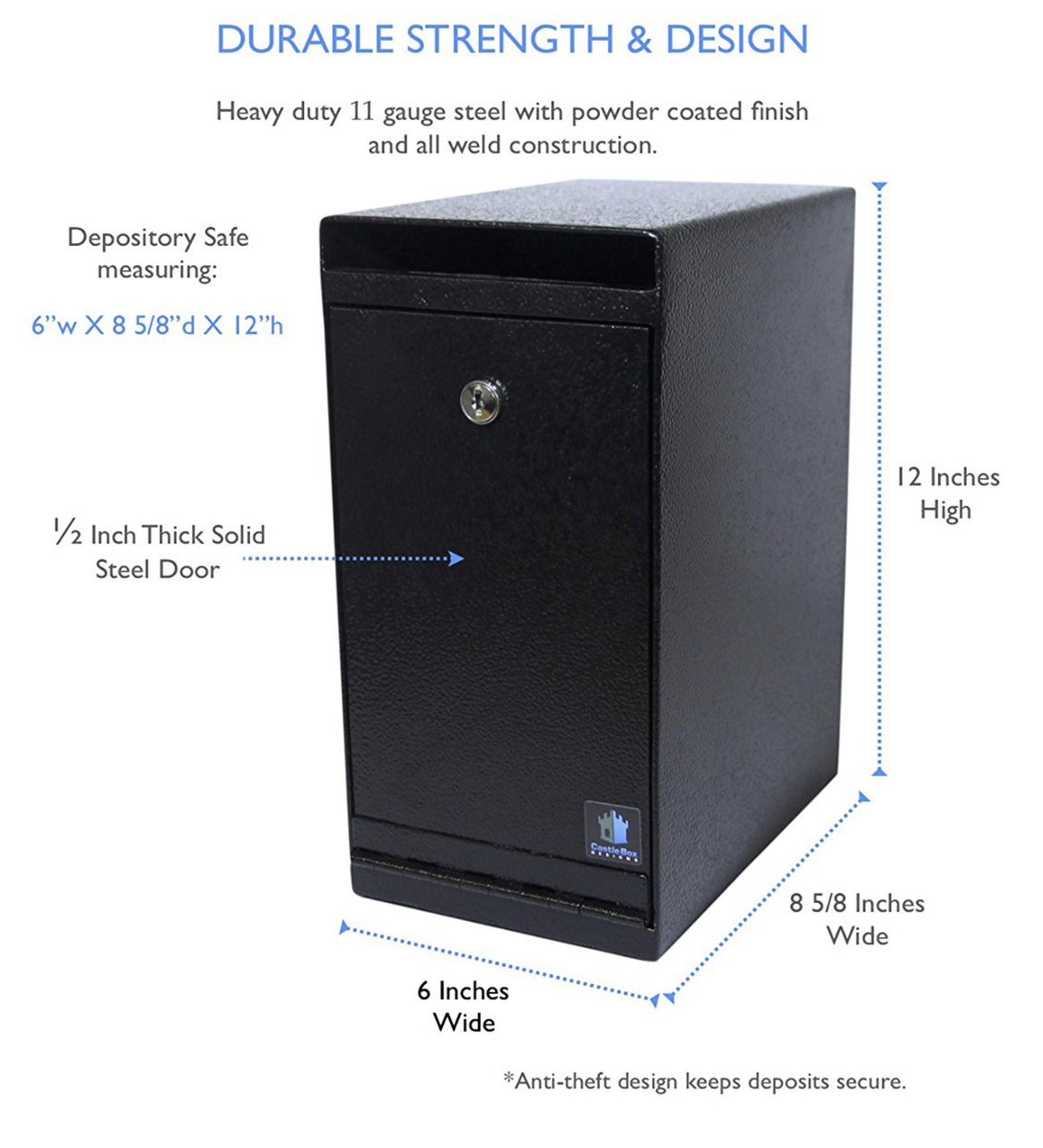 Heavy Duty Locking Payment Drop Box 11 gauge steel