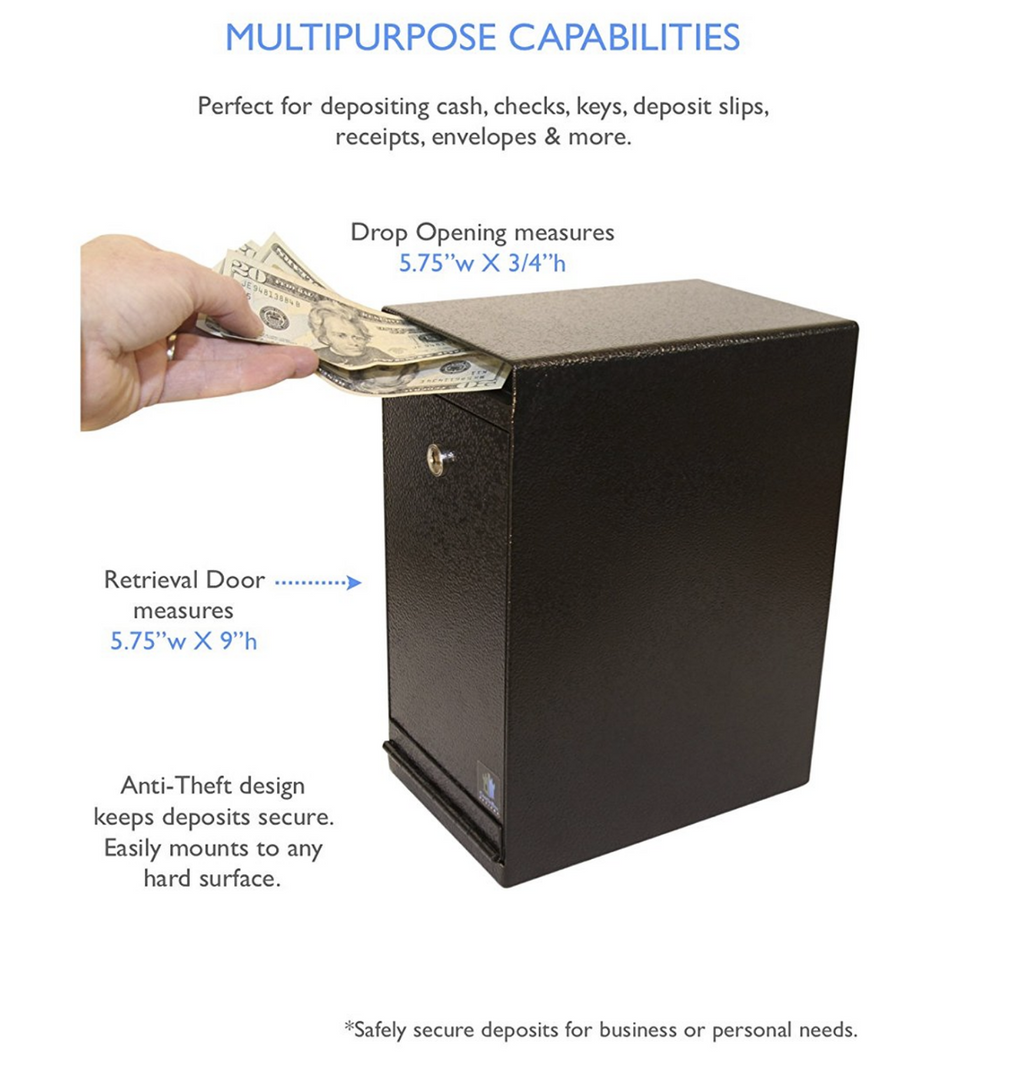 Heavy Duty Locking Payment Drop Box accepts cash