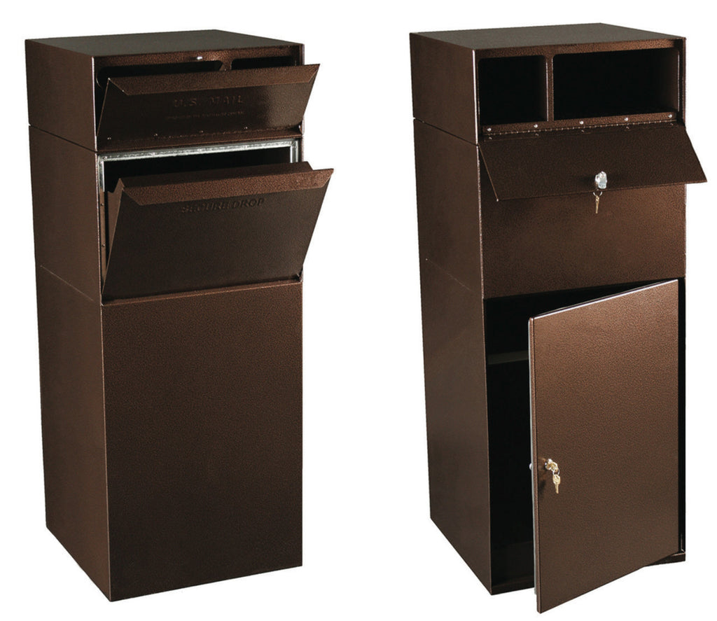 Extra Large Mailbox for Packages with Separate US Mail Receptacle shown with doors opened