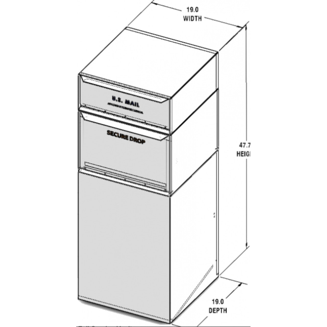 Extra Large Mailbox for Packages with Separate US Mail Receptacle Dimensions