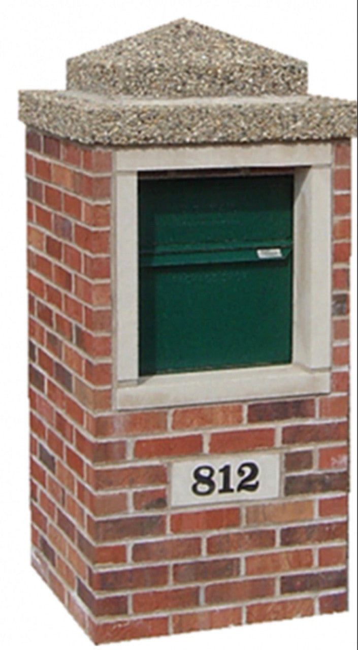 Extra Large Mailbox for Packages with Separate US Mail Receptacle in Brick Column