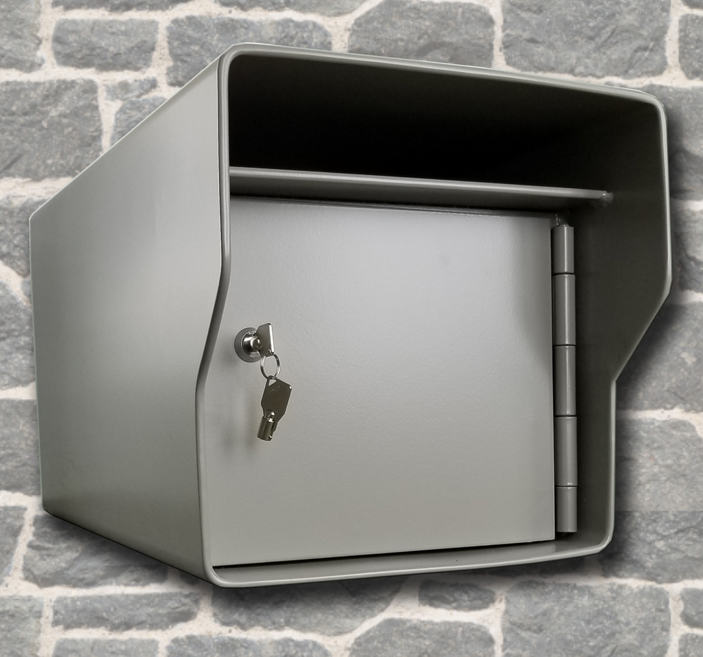 Large Rural Locking Mailbox 3 Gauge Steel Extra Heavy Duty in gray