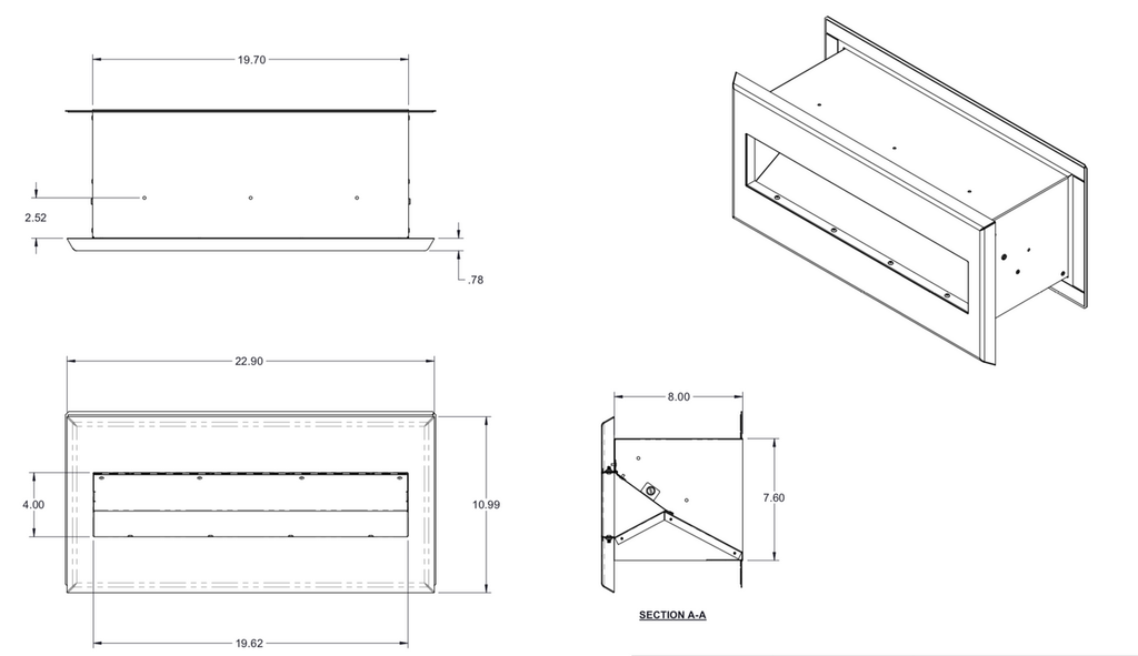 Stainless Steel Through Wall Interior Drop Slot Dimensions