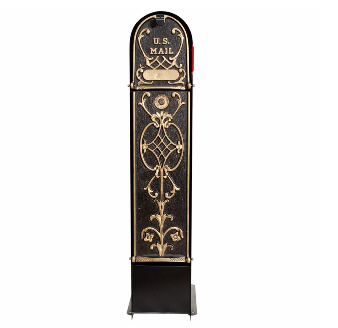 Decorative Locking Package Mailbox with gold color decorative design