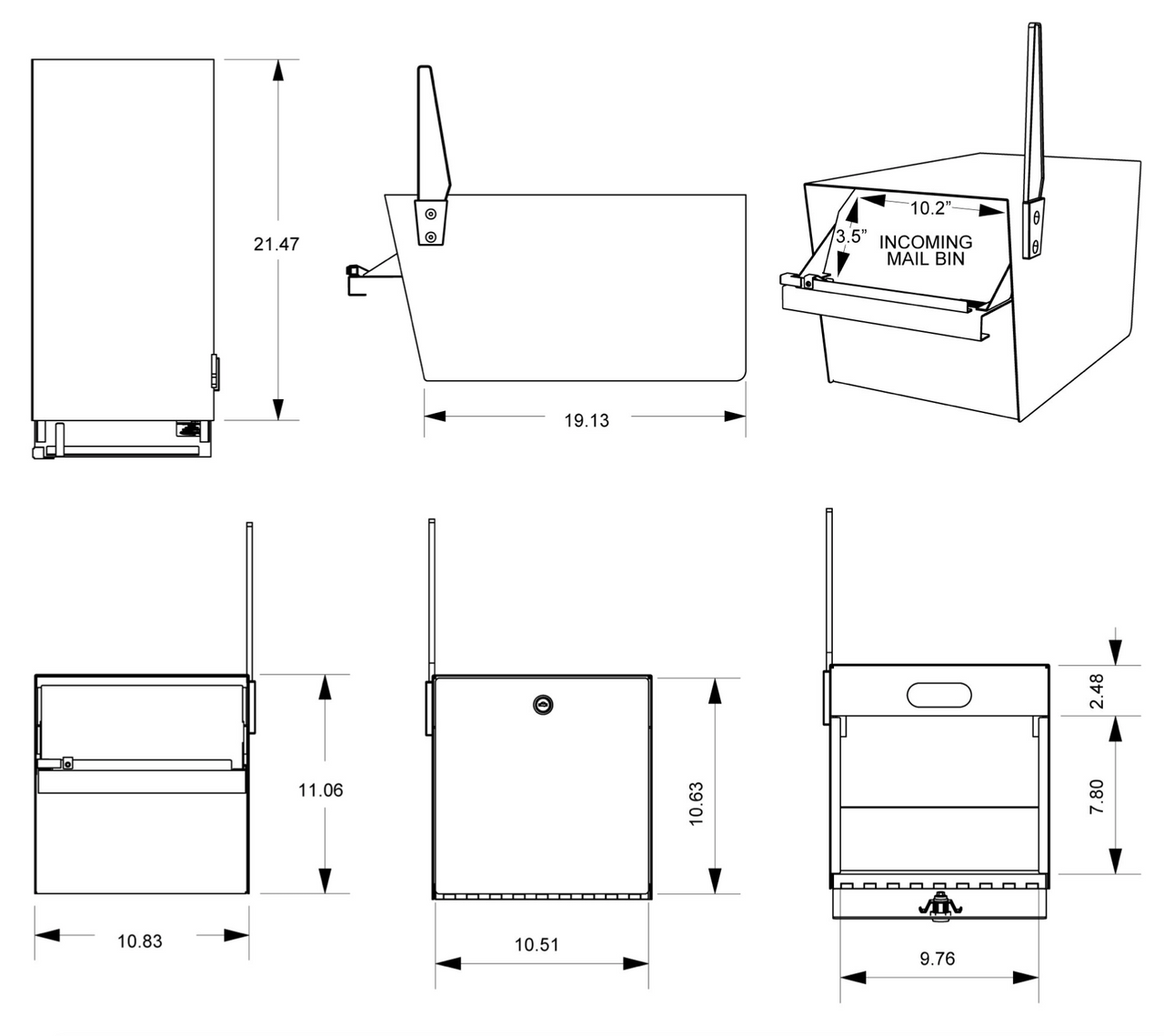 Rear access mailbox dimensions