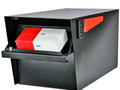 Street Safe Locking Curbside Mailbox shown with box of checks being deposited