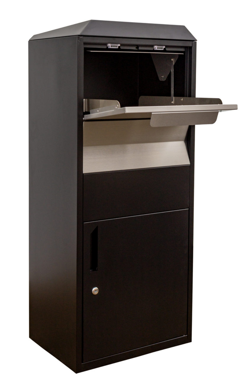 Extra Large Free Standing Parcel Drop Box drop door open