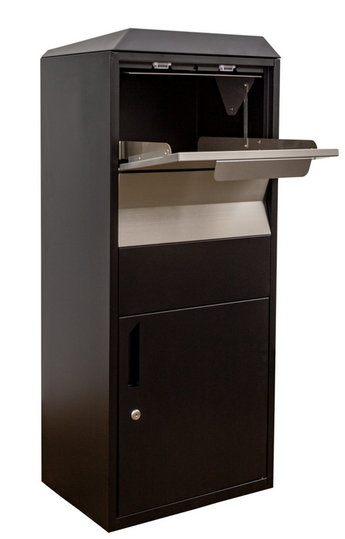 Extra Large Free Standing Parcel Drop Box drop door open