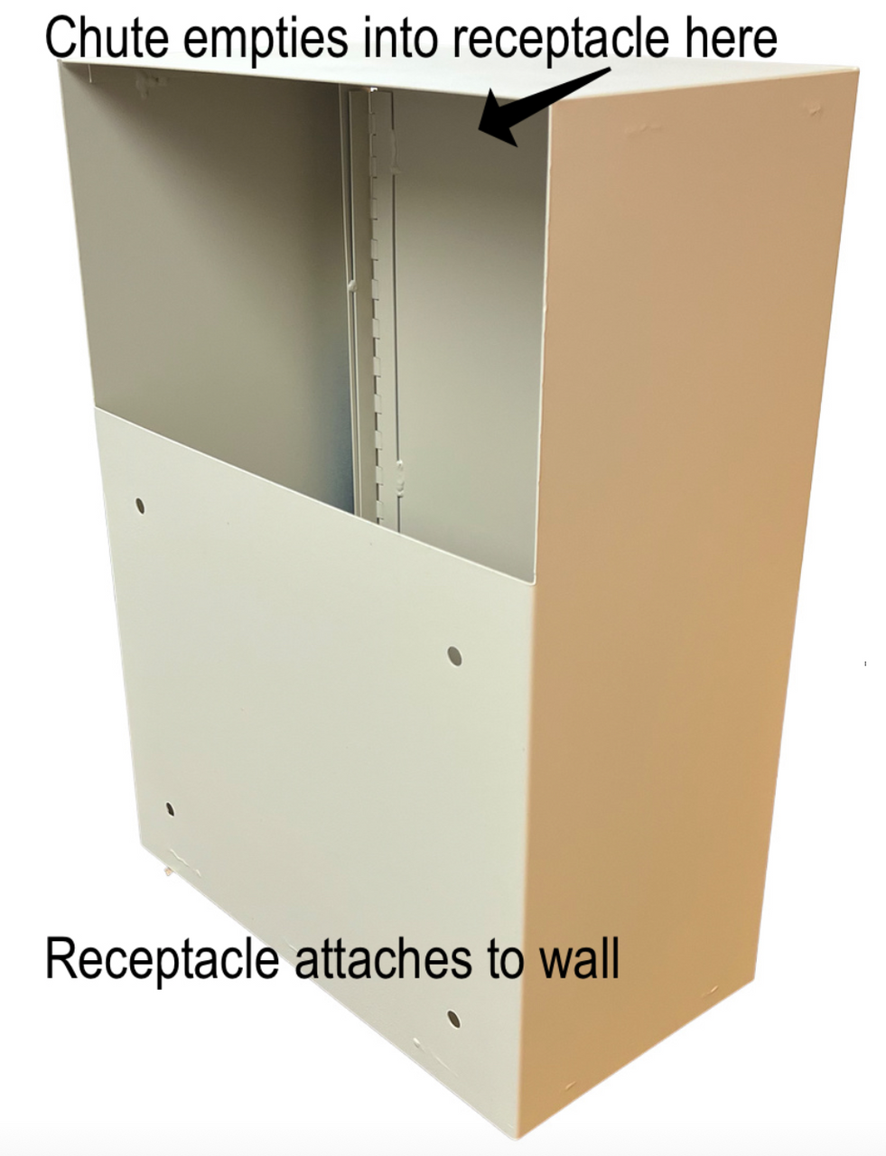 Locking Receptacle for Through the Wall Letter Drop Slot Back side