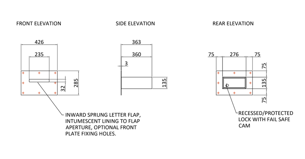 Fire Rated Through the Wall Letter Dropbox with Rear Access