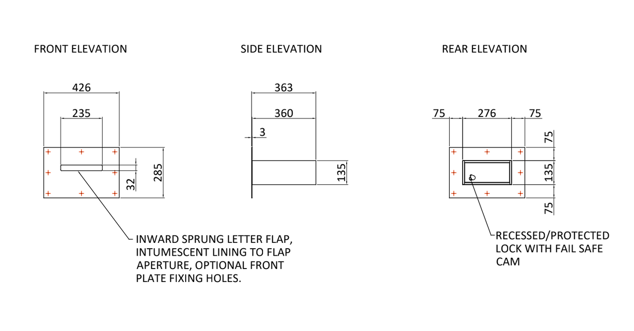 Fire Rated Through the Wall Letter Dropbox with Rear Access