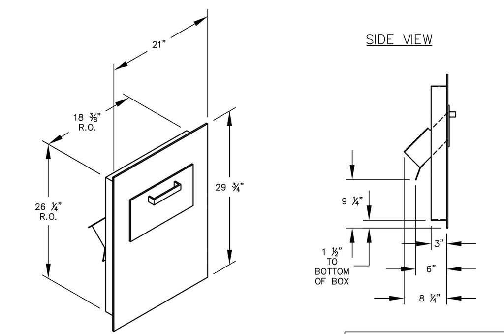 Through The Wall Commercial Drop Chute Dimensions