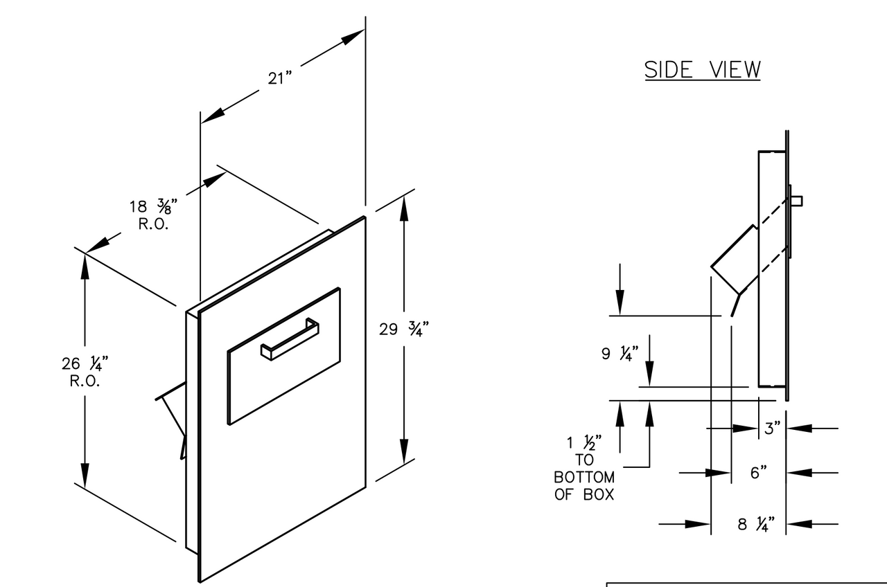Through The Wall Commercial Drop Chute Dimensions