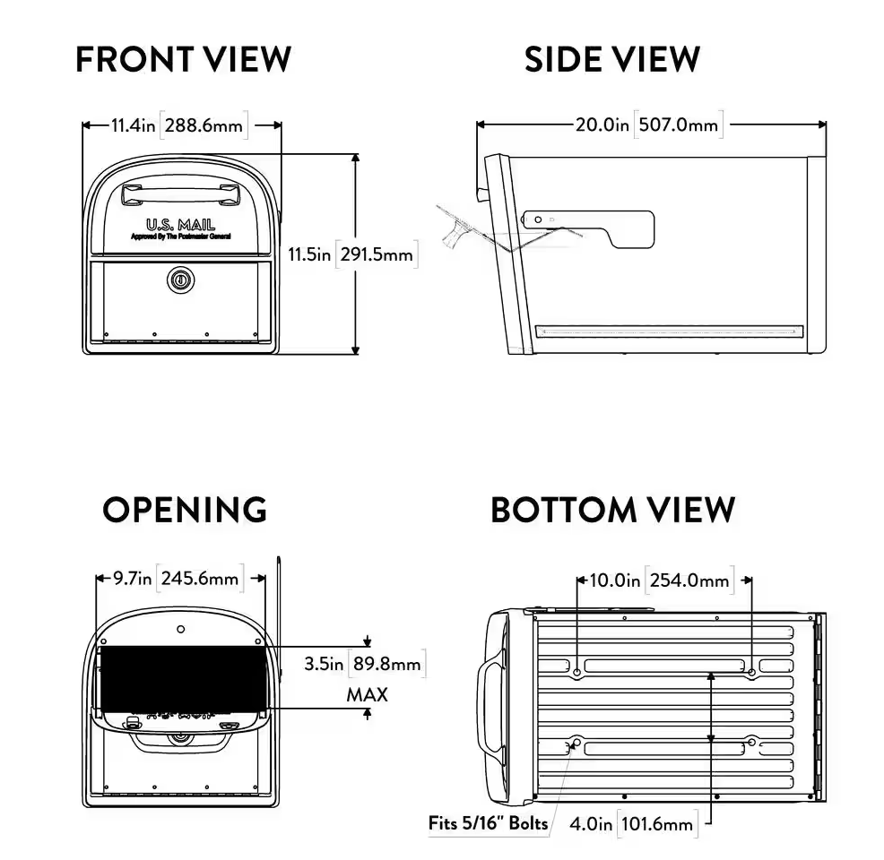 Traditional Locking Mailbox Front and Rear Access