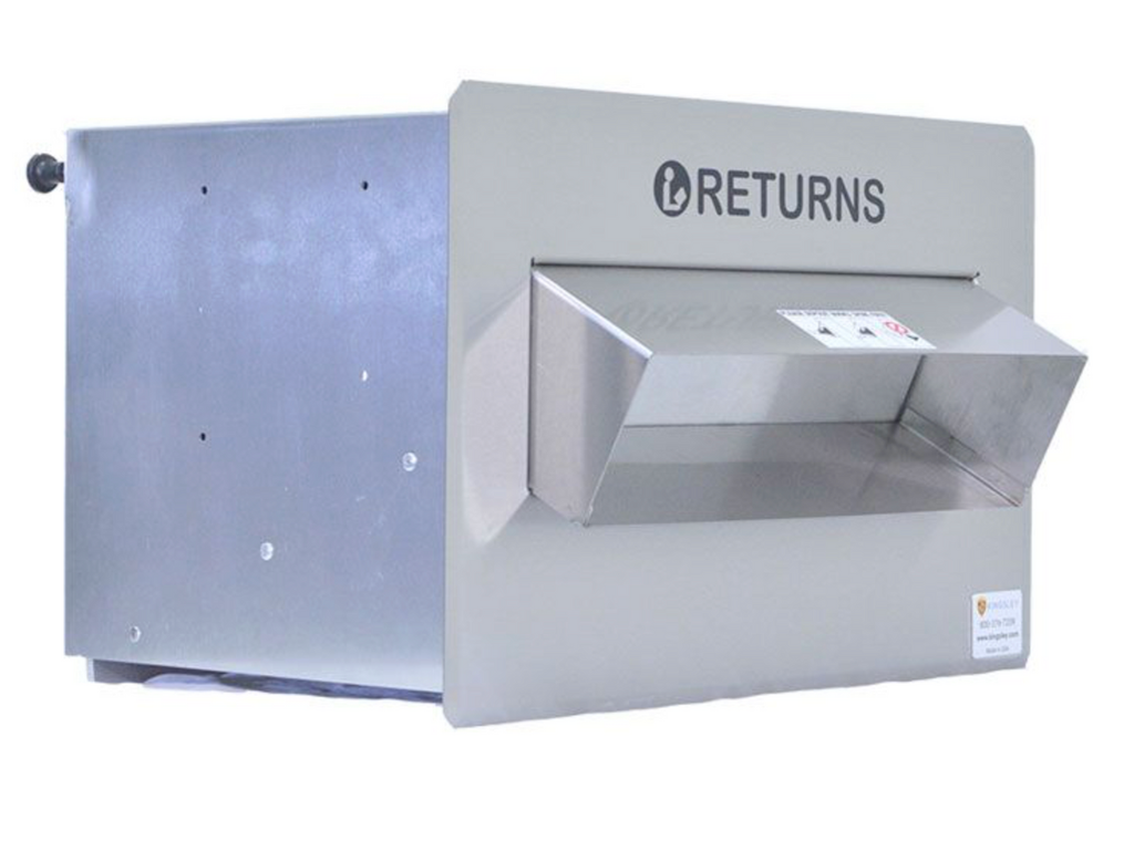 Large Through the Wall Stainless Steel Outdoor Book Drop angled side view
