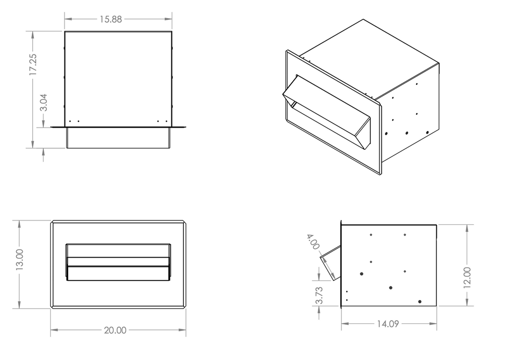 Large Through the Wall Stainless Steel Outdoor Book Drop Dimensions