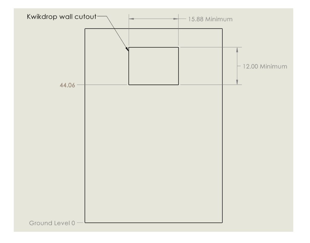 Large Through the Wall Stainless Steel Outdoor Book Drop dimensions RO view
